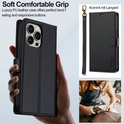 For iPhone 13 Pro Max LC.IMEEKE L2 Series Detachable Magsafe PU Phone Case with Lanyard(Black) by LC.IMEEKE