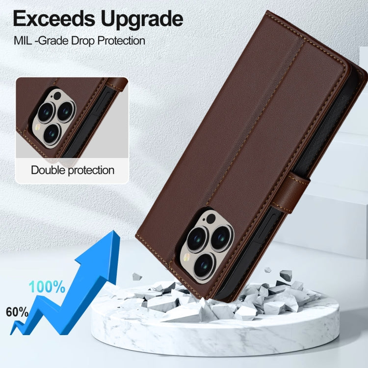 For iPhone 13 Pro Max LC.IMEEKE L2 Series Detachable Magsafe PU Phone Case with Lanyard(Brown) by LC.IMEEKE