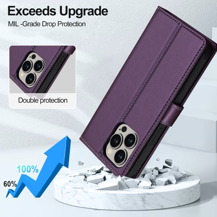 For iPhone 13 Pro Max LC.IMEEKE L2 Series Detachable Magsafe PU Phone Case with Lanyard(Purple) by LC.IMEEKE