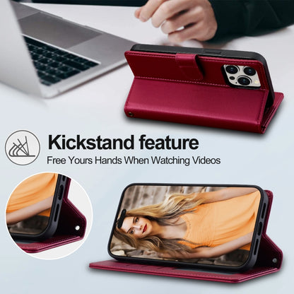 For iPhone 13 Pro Max LC.IMEEKE L2 Series Detachable Magsafe PU Phone Case with Lanyard(Red) by LC.IMEEKE