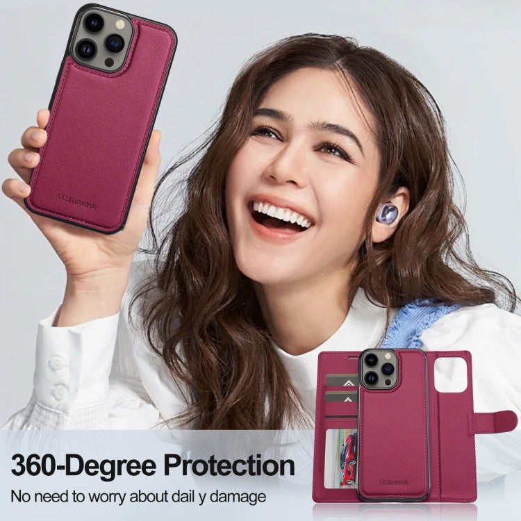 For iPhone 13 Pro LC.IMEEKE L2 Series Detachable Magsafe PU Phone Case with Lanyard(Red) by LC.IMEEKE