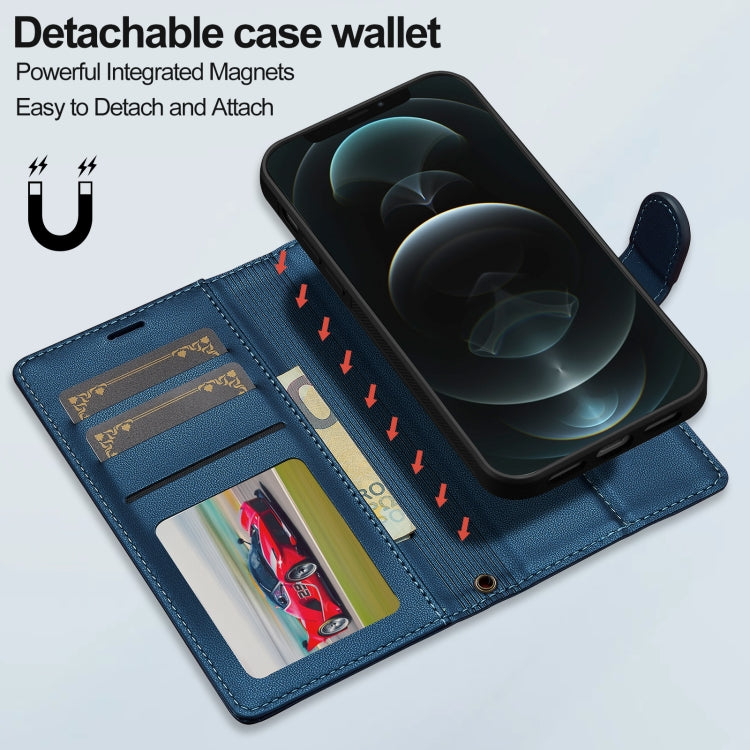 For iPhone 13 LC.IMEEKE L2 Series Detachable Magsafe PU Phone Case with Lanyard(Blue) by LC.IMEEKE