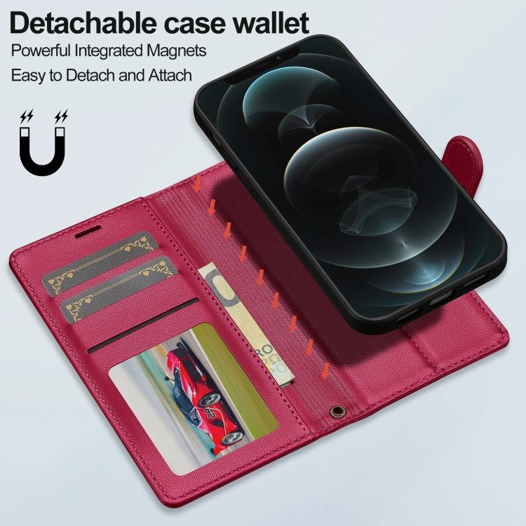 For iPhone 13 LC.IMEEKE L2 Series Detachable Magsafe PU Phone Case with Lanyard(Red) by LC.IMEEKE