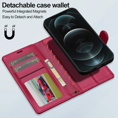 For iPhone 13 LC.IMEEKE L2 Series Detachable Magsafe PU Phone Case with Lanyard(Red) by LC.IMEEKE