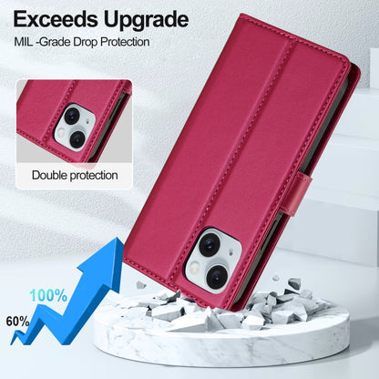 For iPhone 13 LC.IMEEKE L2 Series Detachable Magsafe PU Phone Case with Lanyard(Red) by LC.IMEEKE