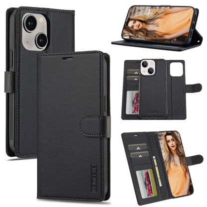 For iPhone 14 LC.IMEEKE L2 Series Detachable Magsafe PU Phone Case with Lanyard(Black) by LC.IMEEKE