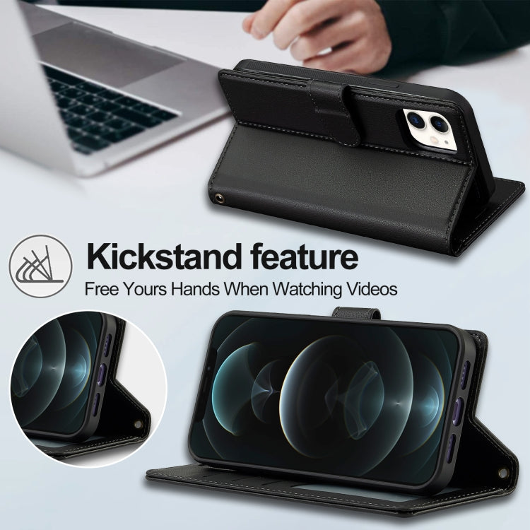 For iPhone 11 LC.IMEEKE L2 Series Detachable Magsafe PU Phone Case with Lanyard(Black) by LC.IMEEKE