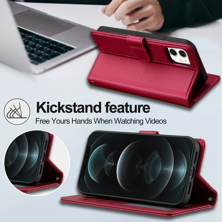 For iPhone 11 LC.IMEEKE L2 Series Detachable Magsafe PU Phone Case with Lanyard(Red) by LC.IMEEKE