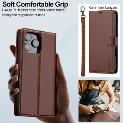 For iPhone 16 Pro Max LC.IMEEKE L2 Series Detachable Magsafe PU Phone Case with Lanyard(Brown) by LC.IMEEKE