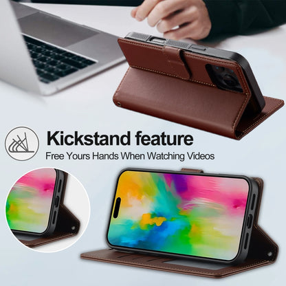 For iPhone 16 Pro Max LC.IMEEKE L2 Series Detachable Magsafe PU Phone Case with Lanyard(Brown) by LC.IMEEKE