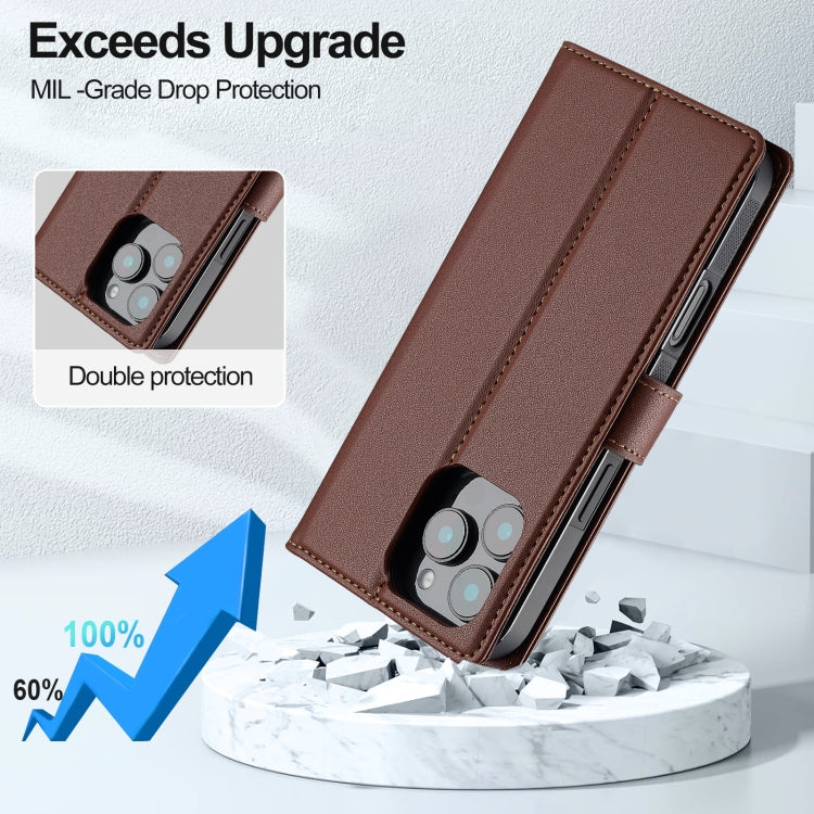 For iPhone 16 Pro Max LC.IMEEKE L2 Series Detachable Magsafe PU Phone Case with Lanyard(Brown) by LC.IMEEKE