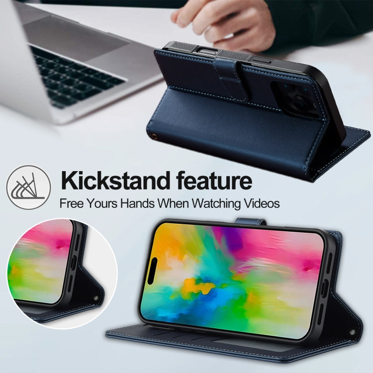 For iPhone 16 Pro Max LC.IMEEKE L2 Series Detachable Magsafe PU Phone Case with Lanyard(Blue) by LC.IMEEKE