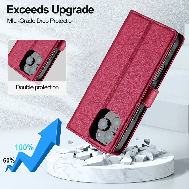 For iPhone 16 Pro Max LC.IMEEKE L2 Series Detachable Magsafe PU Phone Case with Lanyard(Red) by LC.IMEEKE