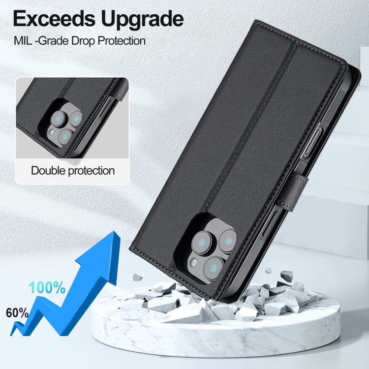 For iPhone 16 Pro LC.IMEEKE L2 Series Detachable Magsafe PU Phone Case with Lanyard(Black) by LC.IMEEKE