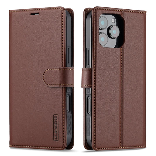 For iPhone 16 Pro LC.IMEEKE L2 Series Detachable Magsafe PU Phone Case with Lanyard(Brown) by LC.IMEEKE