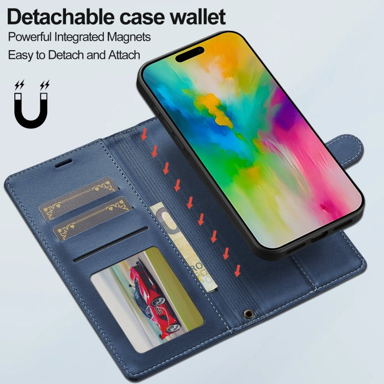 For iPhone 16 Pro LC.IMEEKE L2 Series Detachable Magsafe PU Phone Case with Lanyard(Blue) by LC.IMEEKE