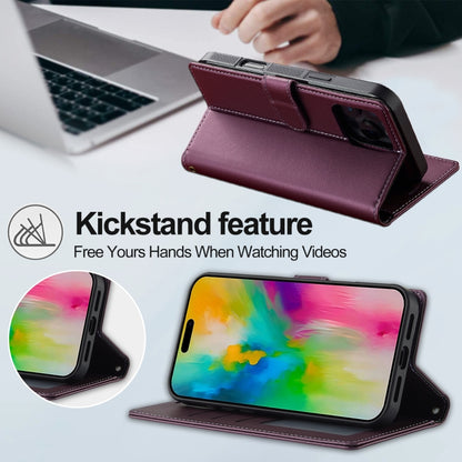 For iPhone 16 Pro LC.IMEEKE L2 Series Detachable Magsafe PU Phone Case with Lanyard(Purple) by LC.IMEEKE