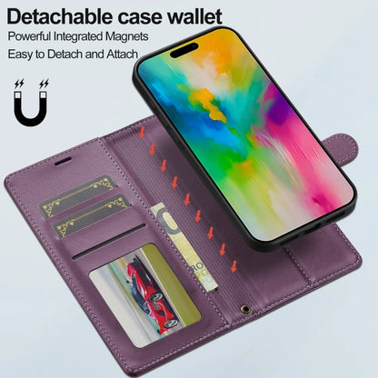 For iPhone 16 Pro LC.IMEEKE L2 Series Detachable Magsafe PU Phone Case with Lanyard(Purple) by LC.IMEEKE