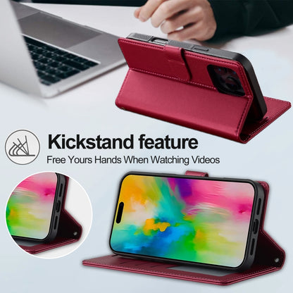 For iPhone 16 Pro LC.IMEEKE L2 Series Detachable Magsafe PU Phone Case with Lanyard(Red) by LC.IMEEKE