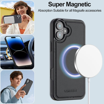 For iPhone 16 Plus LC.IMEEKE L2 Series Detachable Magsafe PU Phone Case with Lanyard(Black) by LC.IMEEKE