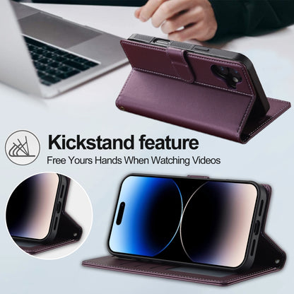 For iPhone 16 Plus LC.IMEEKE L2 Series Detachable Magsafe PU Phone Case with Lanyard(Purple) by LC.IMEEKE