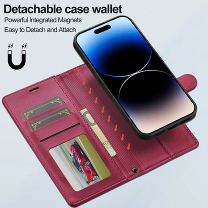 For iPhone 16 Plus LC.IMEEKE L2 Series Detachable Magsafe PU Phone Case with Lanyard(Red) by LC.IMEEKE