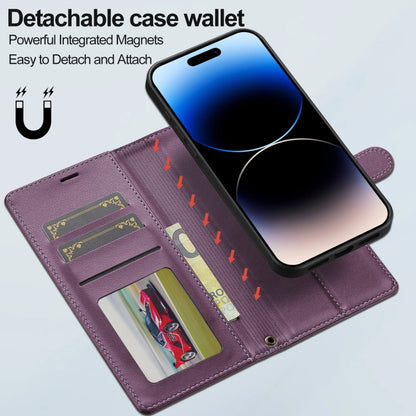 For iPhone 16 LC.IMEEKE L2 Series Detachable Magsafe PU Phone Case with Lanyard(Purple) by LC.IMEEKE