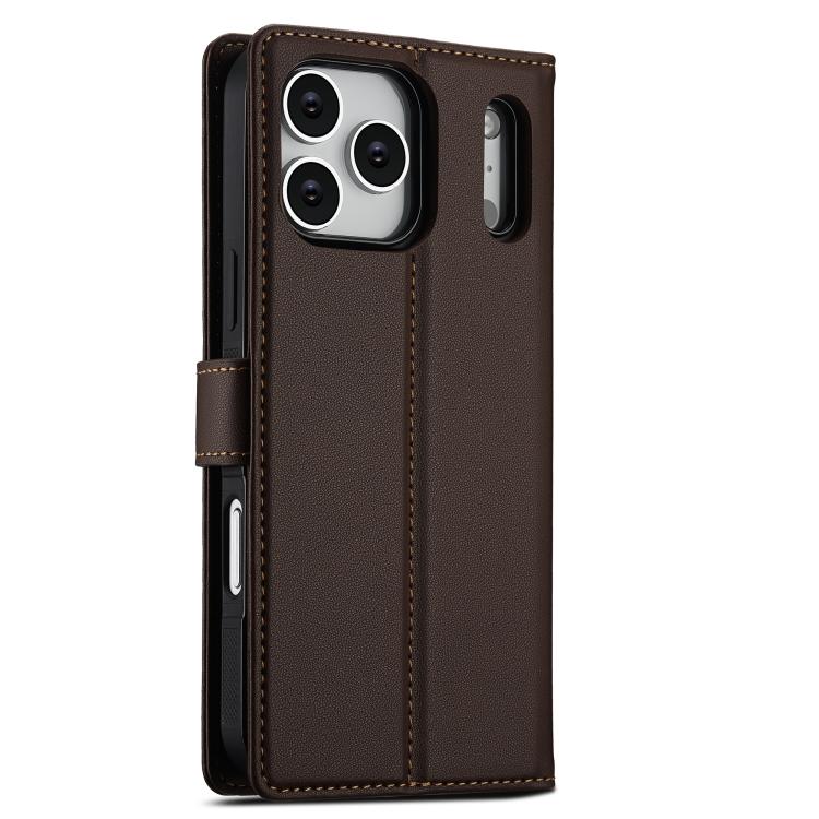 For iPhone 17 Pro Max LC.IMEEKE L2 Series Detachable Magsafe PU Phone Case with Lanyard(Brown) by LC.IMEEKE