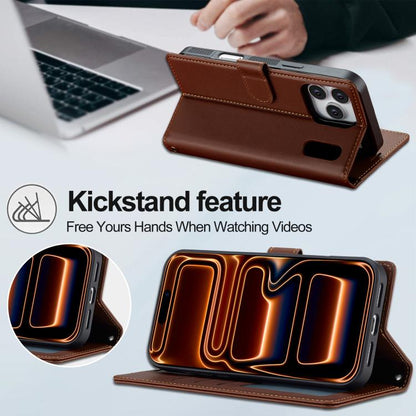 For iPhone 17 Pro Max LC.IMEEKE L2 Series Detachable Magsafe PU Phone Case with Lanyard(Brown) by LC.IMEEKE