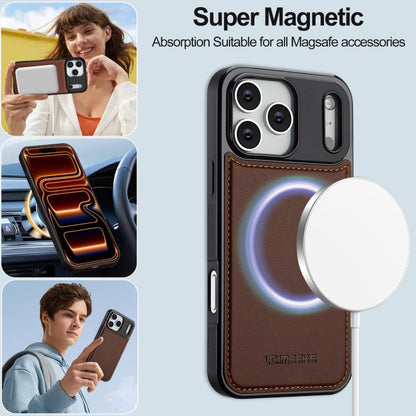 For iPhone 17 Pro Max LC.IMEEKE L2 Series Detachable Magsafe PU Phone Case with Lanyard(Brown) by LC.IMEEKE