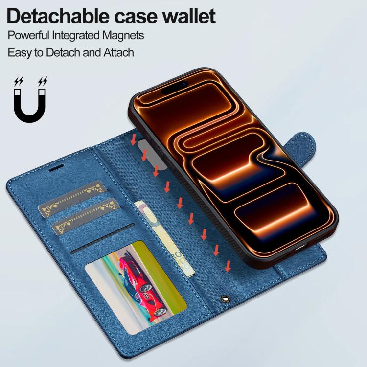 For iPhone 17 Pro Max LC.IMEEKE L2 Series Detachable Magsafe PU Phone Case with Lanyard(Blue) by LC.IMEEKE