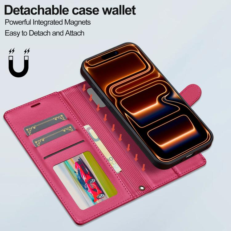 For iPhone 17 Pro Max LC.IMEEKE L2 Series Detachable Magsafe PU Phone Case with Lanyard(Red) by LC.IMEEKE