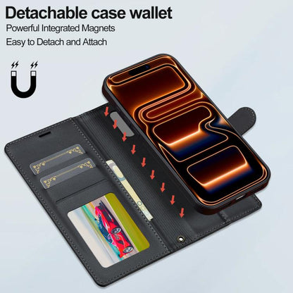 For iPhone 17 Pro LC.IMEEKE L2 Series Detachable Magsafe PU Phone Case with Lanyard(Black) by LC.IMEEKE