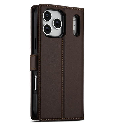 For iPhone 17 Pro LC.IMEEKE L2 Series Detachable Magsafe PU Phone Case with Lanyard(Brown) by LC.IMEEKE