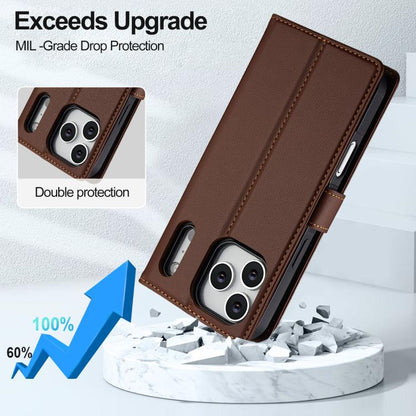 For iPhone 17 Pro LC.IMEEKE L2 Series Detachable Magsafe PU Phone Case with Lanyard(Brown) by LC.IMEEKE