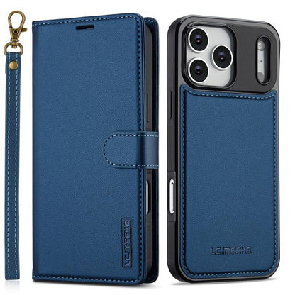 For iPhone 17 Pro LC.IMEEKE L2 Series Detachable Magsafe PU Phone Case with Lanyard(Blue) by LC.IMEEKE
