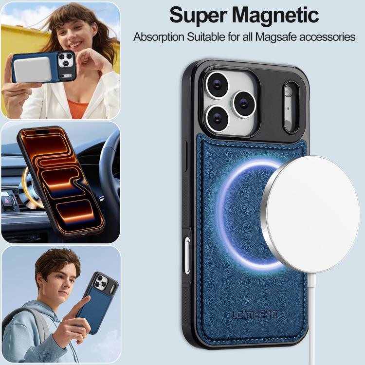 For iPhone 17 Pro LC.IMEEKE L2 Series Detachable Magsafe PU Phone Case with Lanyard(Blue) by LC.IMEEKE
