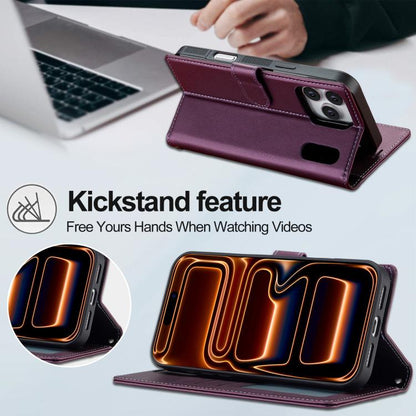 For iPhone 17 Pro LC.IMEEKE L2 Series Detachable Magsafe PU Phone Case with Lanyard(Purple) by LC.IMEEKE