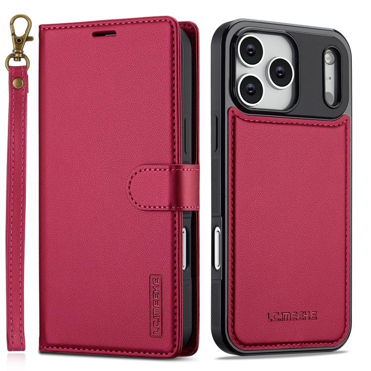 For iPhone 17 Pro LC.IMEEKE L2 Series Detachable Magsafe PU Phone Case with Lanyard(Red) by LC.IMEEKE