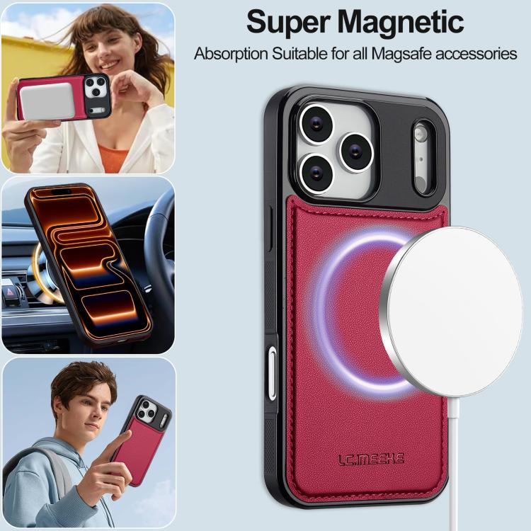For iPhone 17 Pro LC.IMEEKE L2 Series Detachable Magsafe PU Phone Case with Lanyard(Red) by LC.IMEEKE