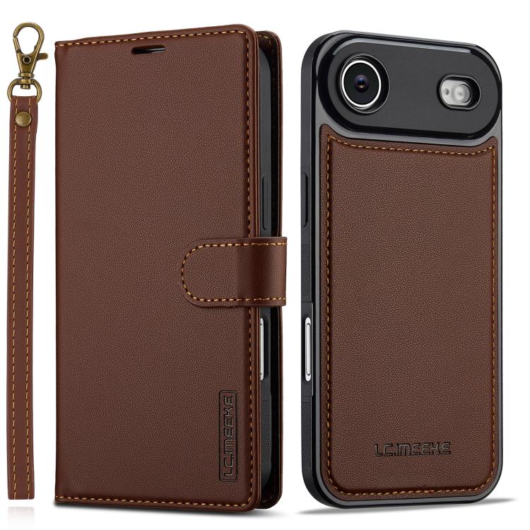 For iPhone Air LC.IMEEKE L2 Series Detachable Magsafe PU Phone Case with Lanyard(Brown) by LC.IMEEKE