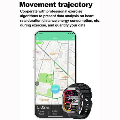 G45 2.01 inch Screen Silicone Strap 10m Waterproof Smart Watch, Support Flashlight / Bluetooth Call / HRV(Black) by bashfashion