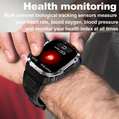 G45 2.01 inch Screen Silicone Strap 10m Waterproof Smart Watch, Support Flashlight / Bluetooth Call / HRV(Black) by bashfashion