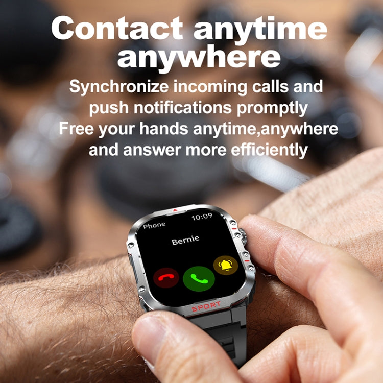 G45 2.01 inch Screen Silicone Strap 10m Waterproof Smart Watch, Support Flashlight / Bluetooth Call / HRV(Black) by bashfashion