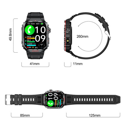 G45 2.01 inch Screen Silicone Strap 10m Waterproof Smart Watch, Support Flashlight / Bluetooth Call / HRV(Black) by bashfashion