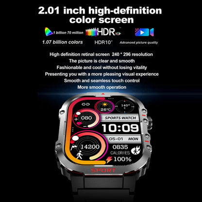 G45 2.01 inch Screen Silicone Strap 10m Waterproof Smart Watch, Support Flashlight / Bluetooth Call / HRV(Black) by bashfashion