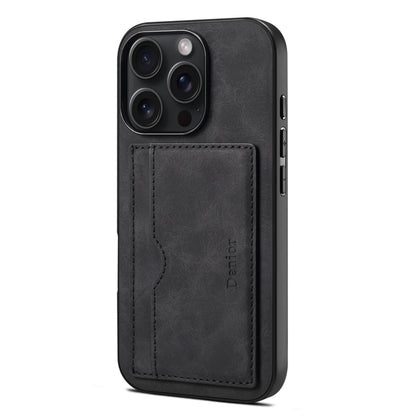 For iPhone 16 Pro Max Denior D08 PU Single Card Slot Holder Phone Case(Black) by Denior