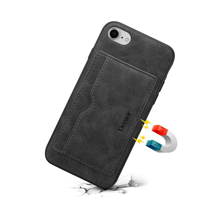 For iPhone 16e Denior D08 PU Single Card Slot Holder Phone Case(Black) by Denior