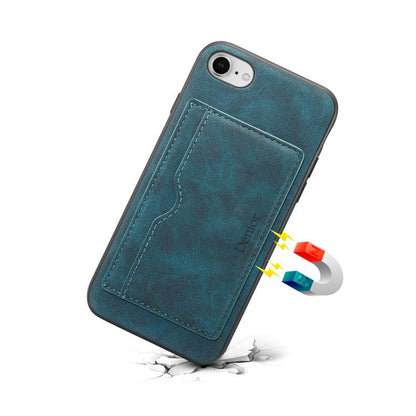 For iPhone 16e Denior D08 PU Single Card Slot Holder Phone Case(Blue) by Denior