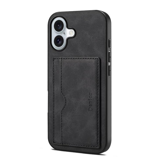 For iPhone 17 Denior D08 PU Single Card Slot Holder Phone Case(Black) by Denior